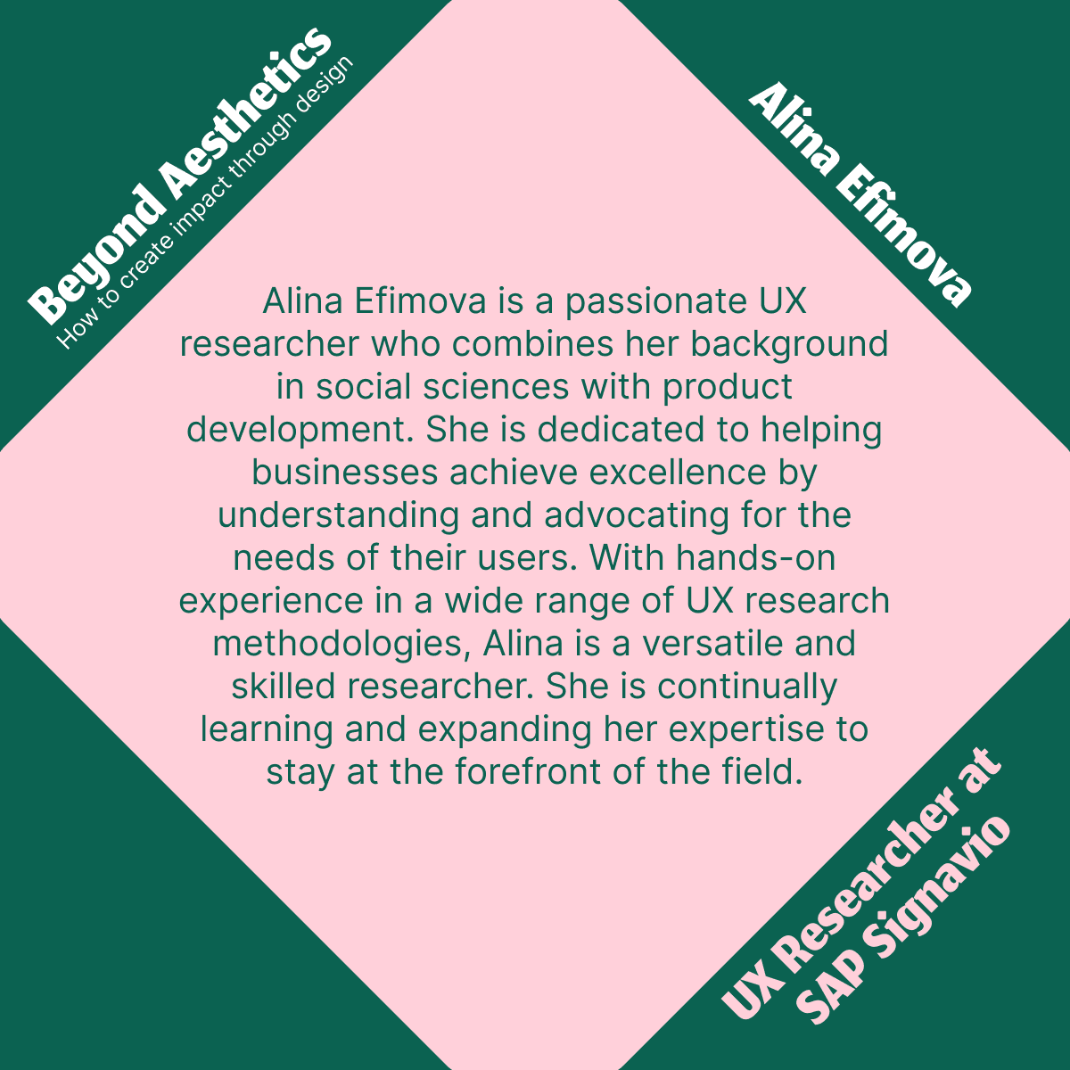 Speaker bio post for Alina Efimova