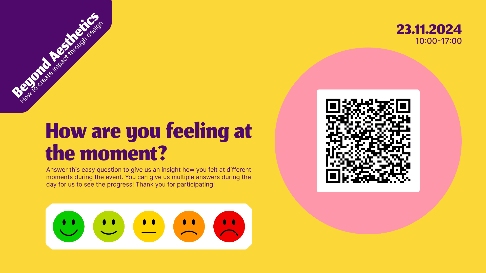 Mood check slide with a QR code