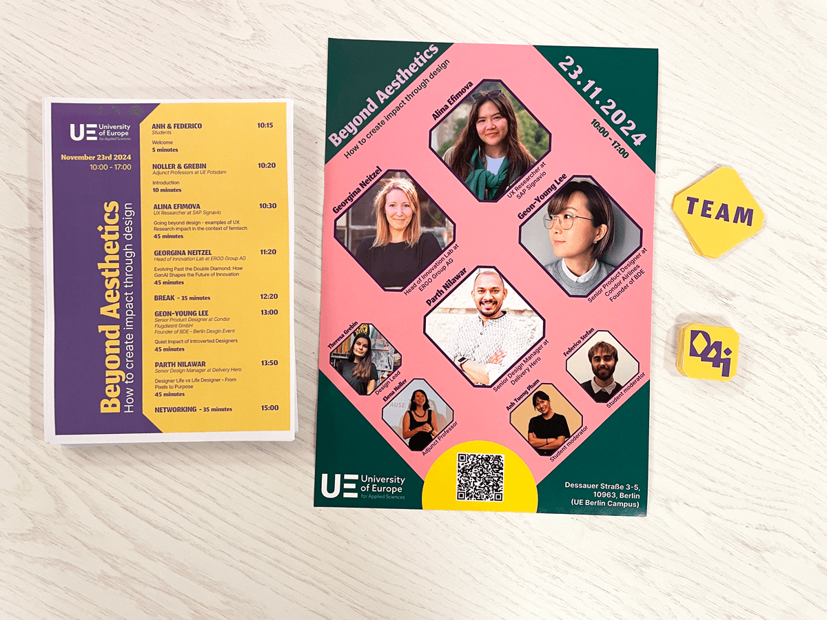 The poster and handout with team badges