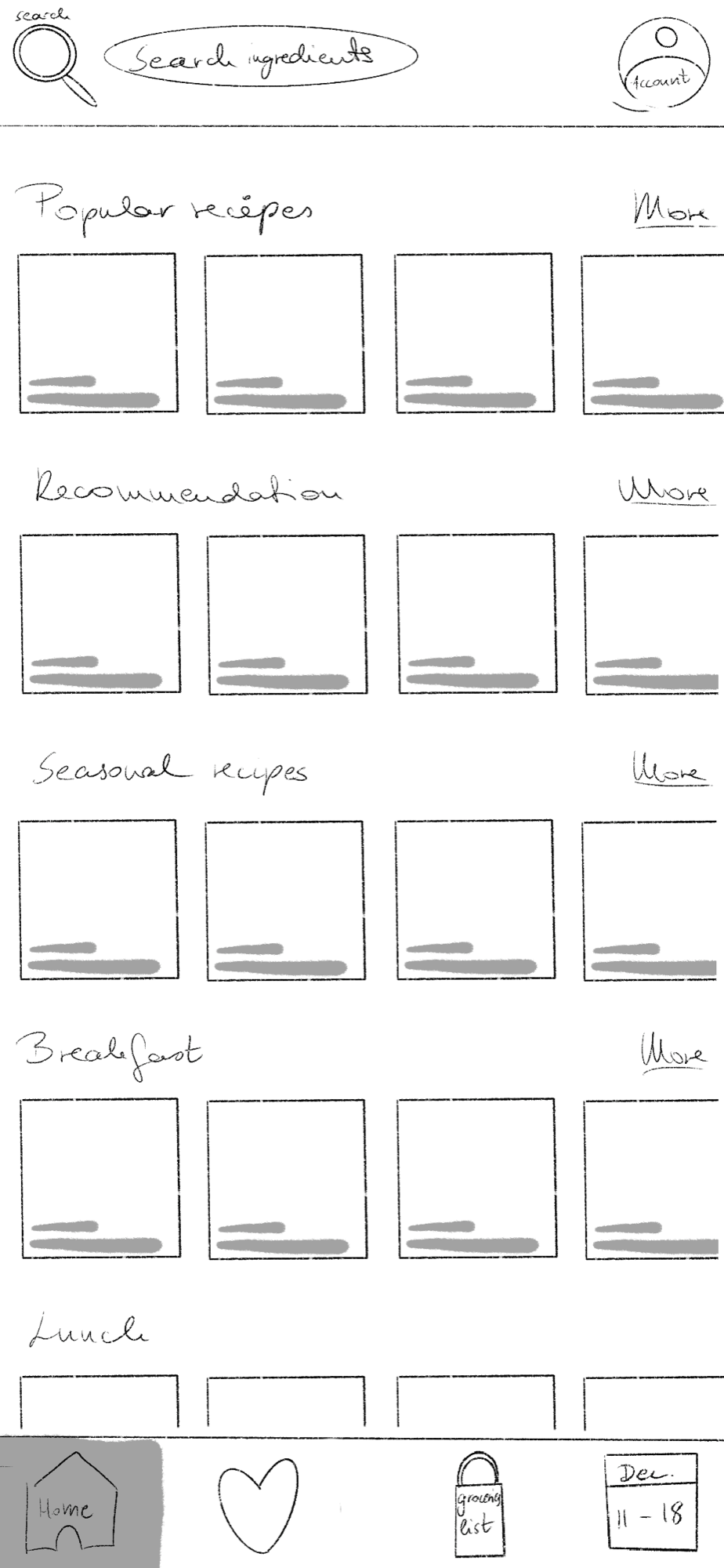 Sketch of the explore page