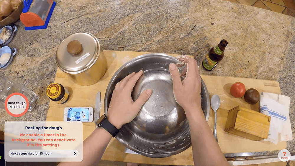 AR view: resting the dough with a timer