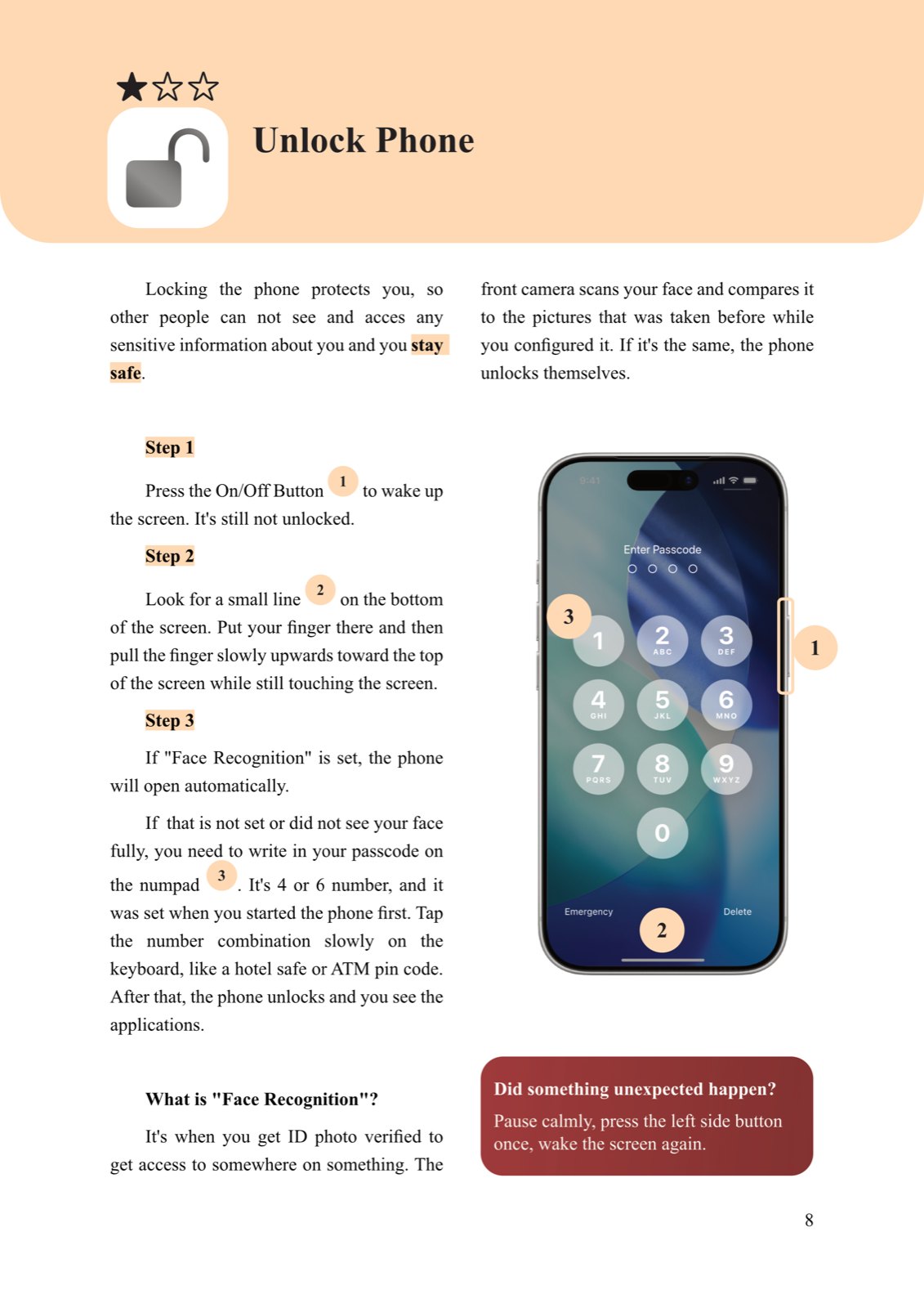 Guide page: unlock phone