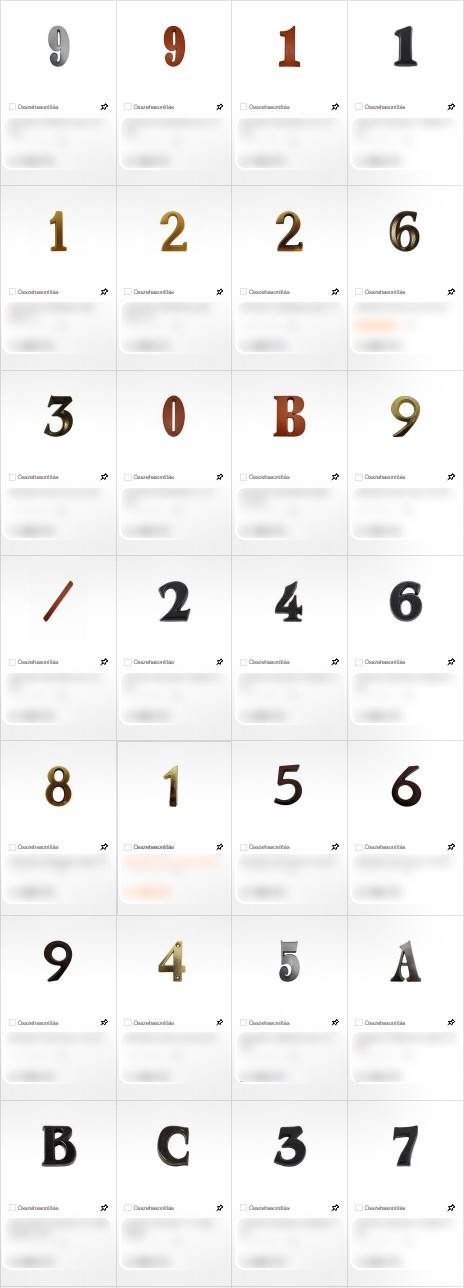 After: the same house number plates cut out on white