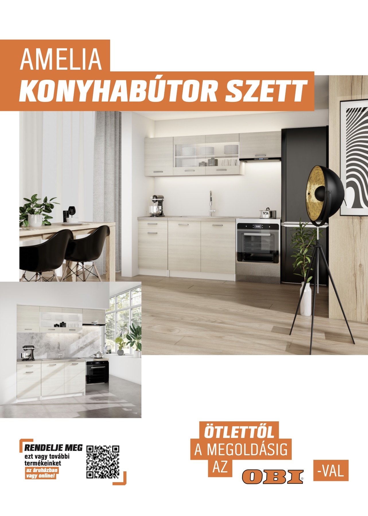 Kitchen furniture set brochure page for the Amelia kitchen