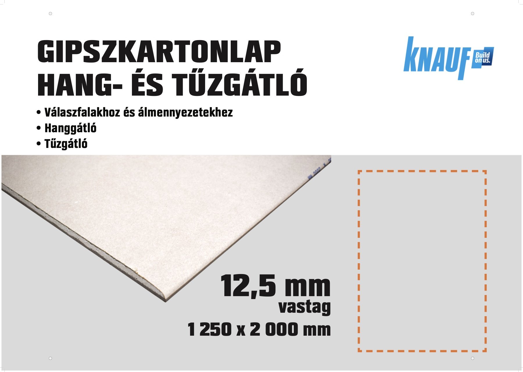 Building material poster for fire-resistant plasterboard