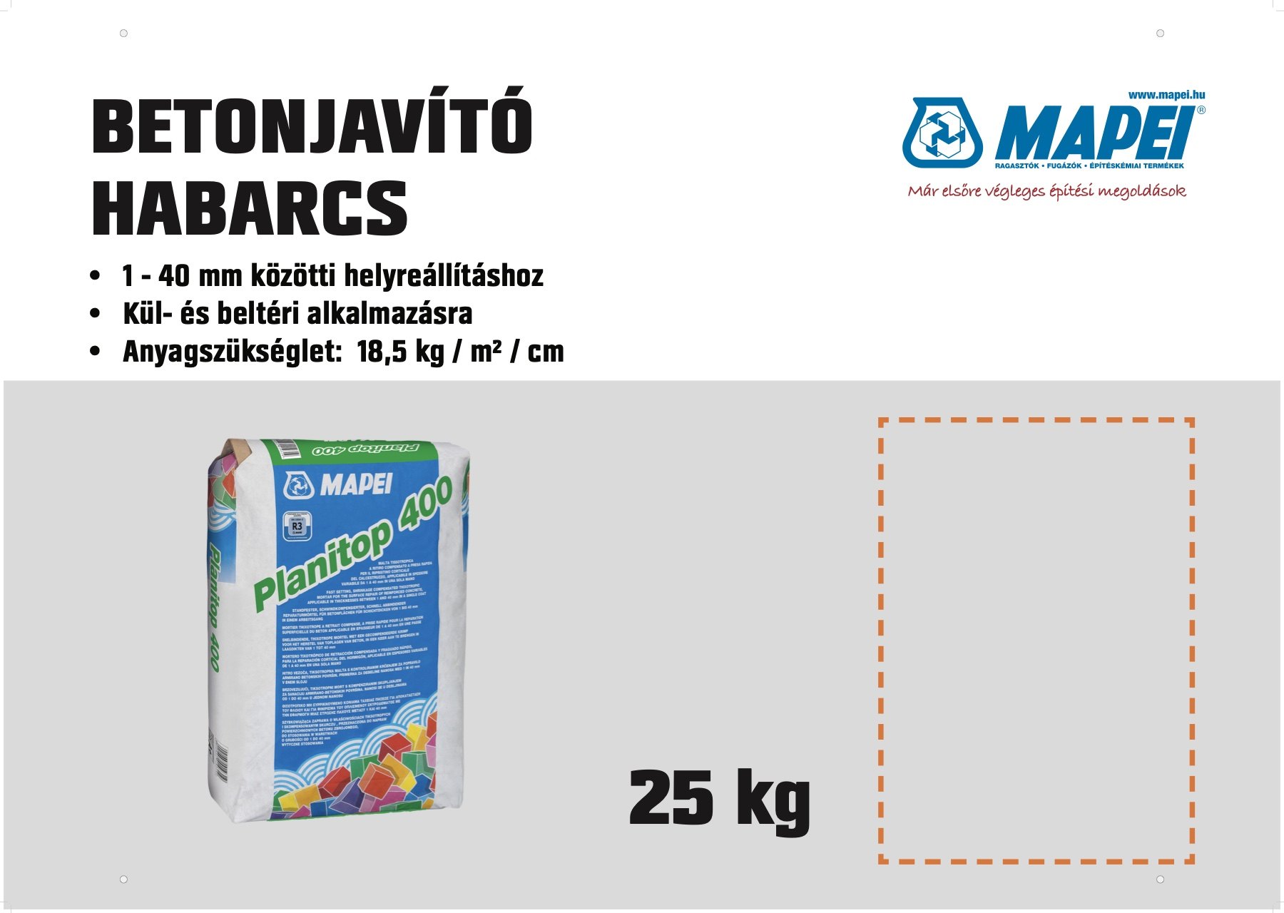 Building material poster for concrete repair mortar