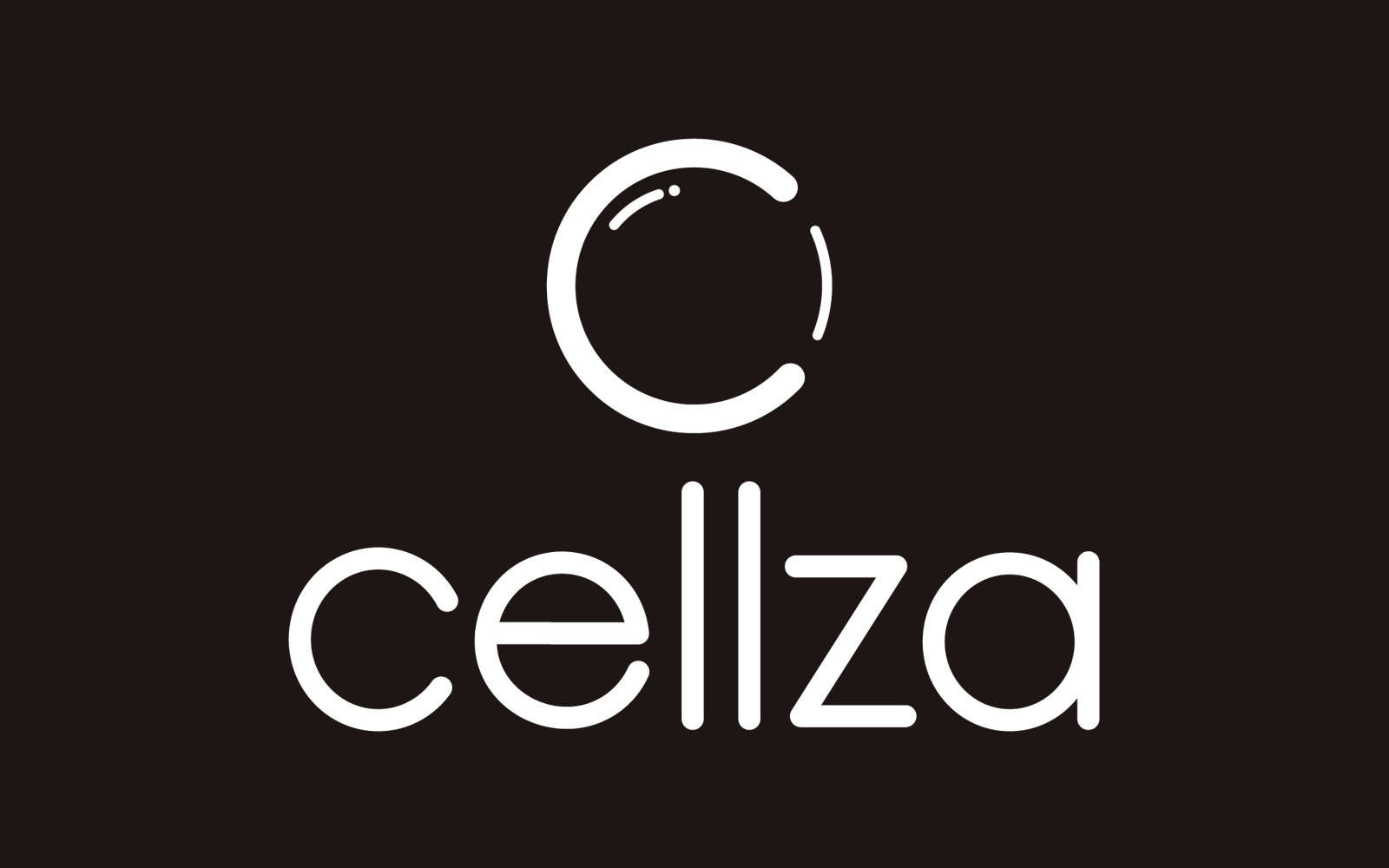 Vertical Cellza logo in white on dark