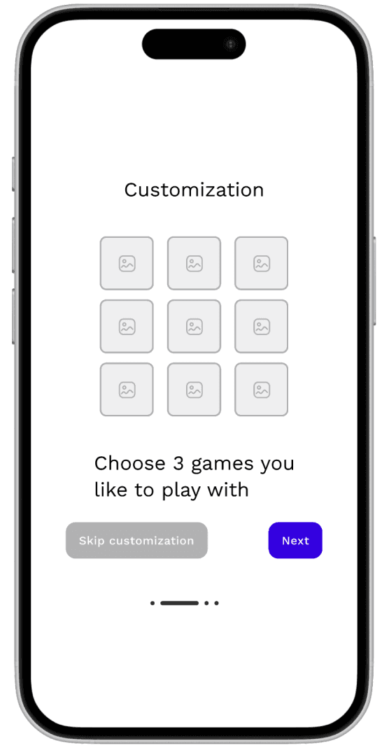 Wireframe: choose three favourite games