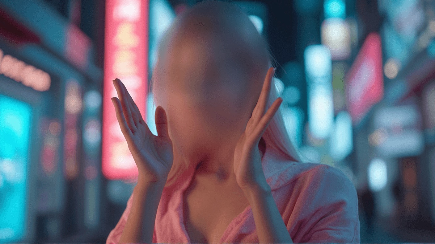 The woman’s face blurred by the veil